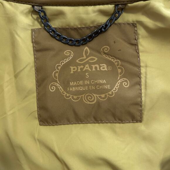 prAna Women's Good Lux Sherpa Quilted Jacket Small Tan Brown Full Zip Fleece - Picture 10 of 10